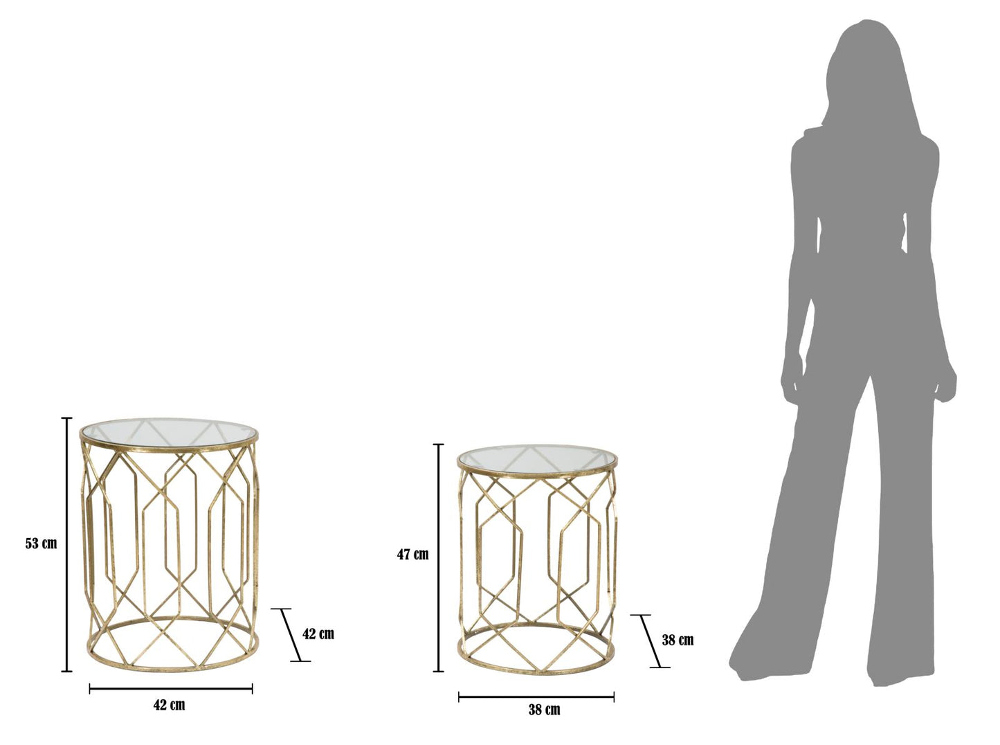 SMALL TABLES TUNISI COUPLE CM Ø 42X53-38X47