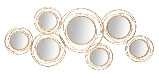 IRON PANEL WITH MIRRORS GOLD ROUND CM 124,5X4X53,5