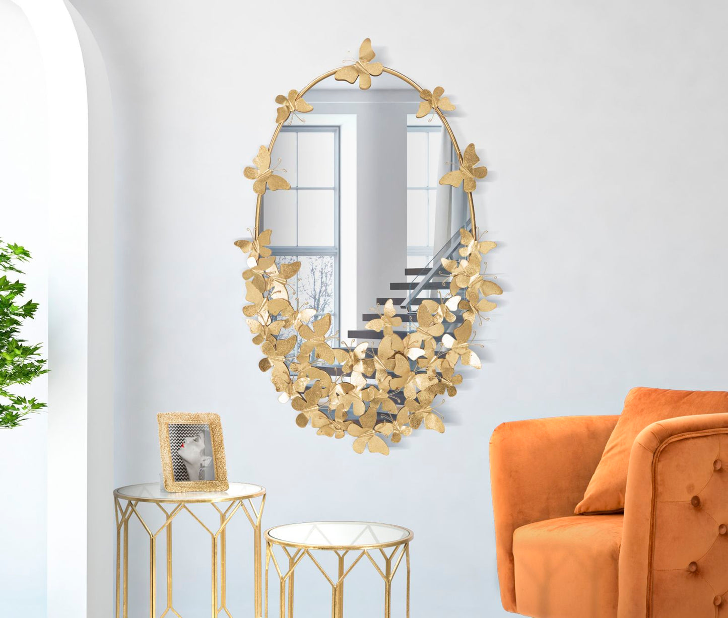 WALL MIRROR OVAL BUTTERFLY CM 59X3X89,5 (MIRROR CM 46X78)