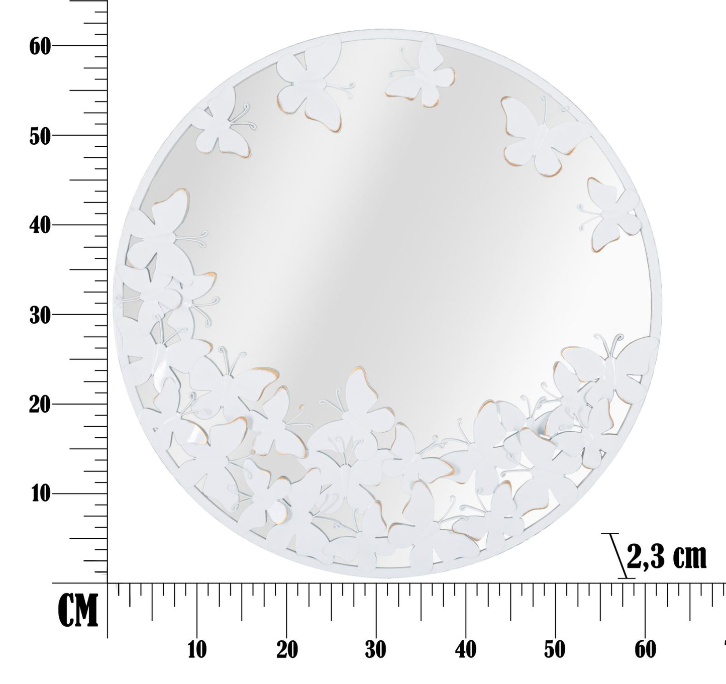 WALL MIRROR WHITE BUTTERFLY CM 62,5X2,3