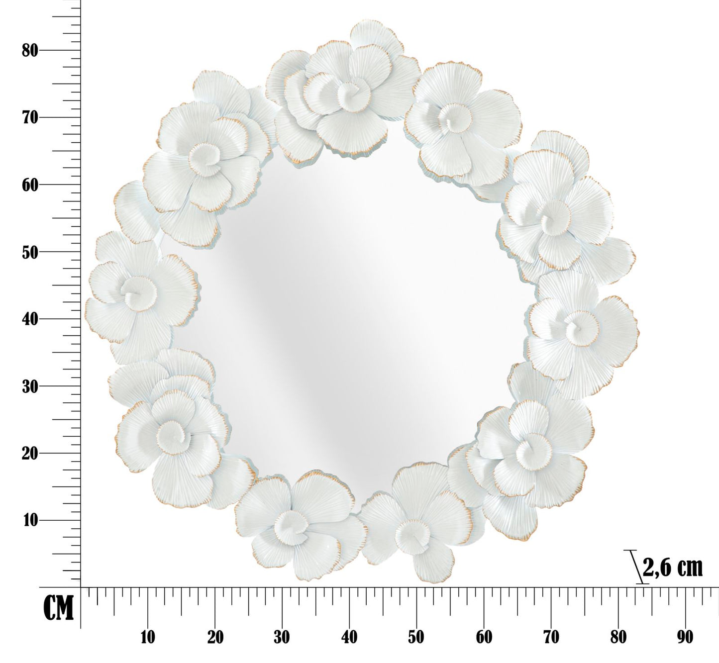 WALL MIRROR WHITE FLOWER CM 82X2,6X85,5