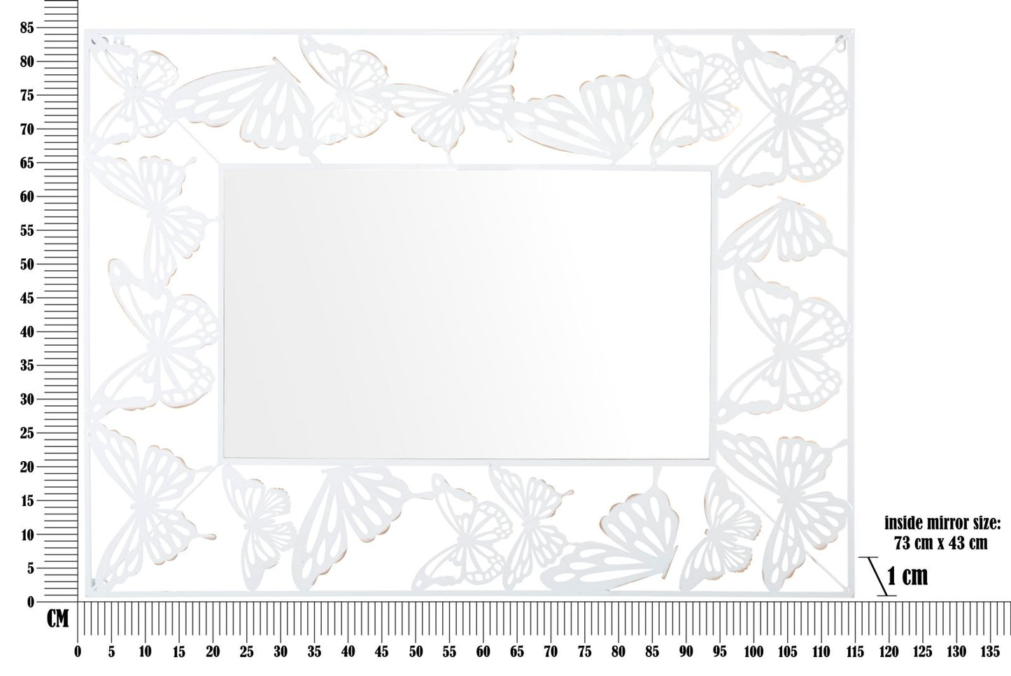 WALL MIRROR WHITE BUTTERFLY CM 85X1X115