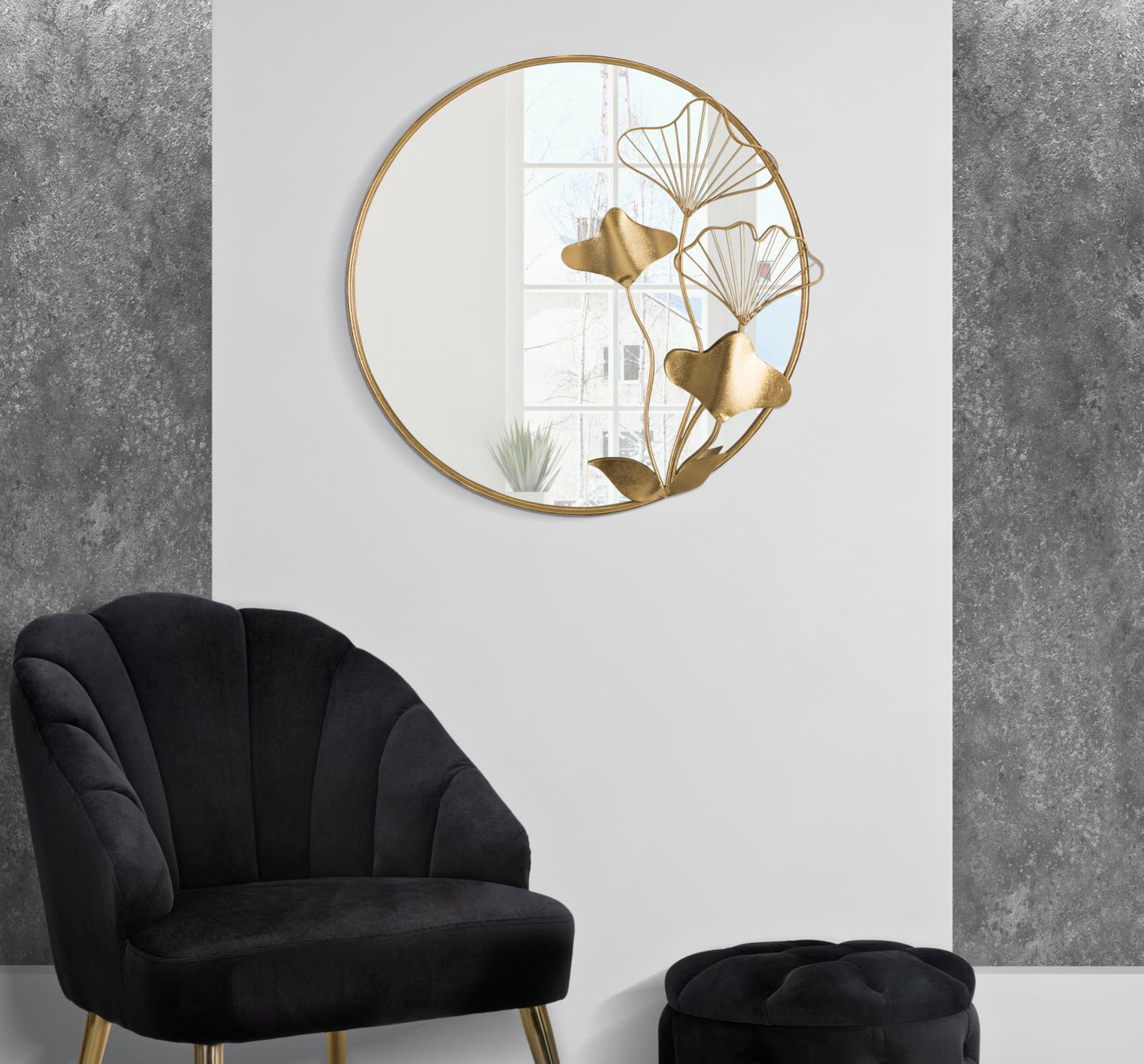 WALL MIRROR WITH FLOWER CM 75X3,5X72