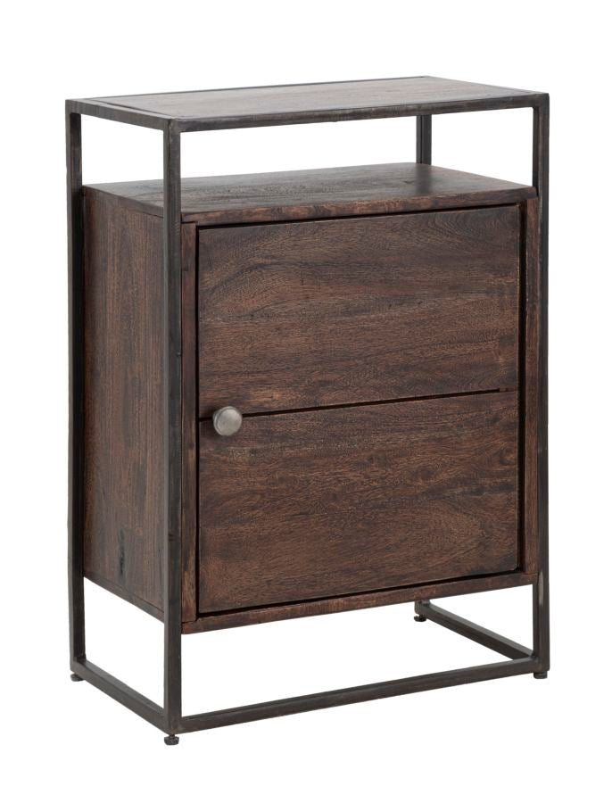 BEDSIDE 1DOOR BURN CM 45X30X66 (LEGNO DI ACACIA NILOTICA)