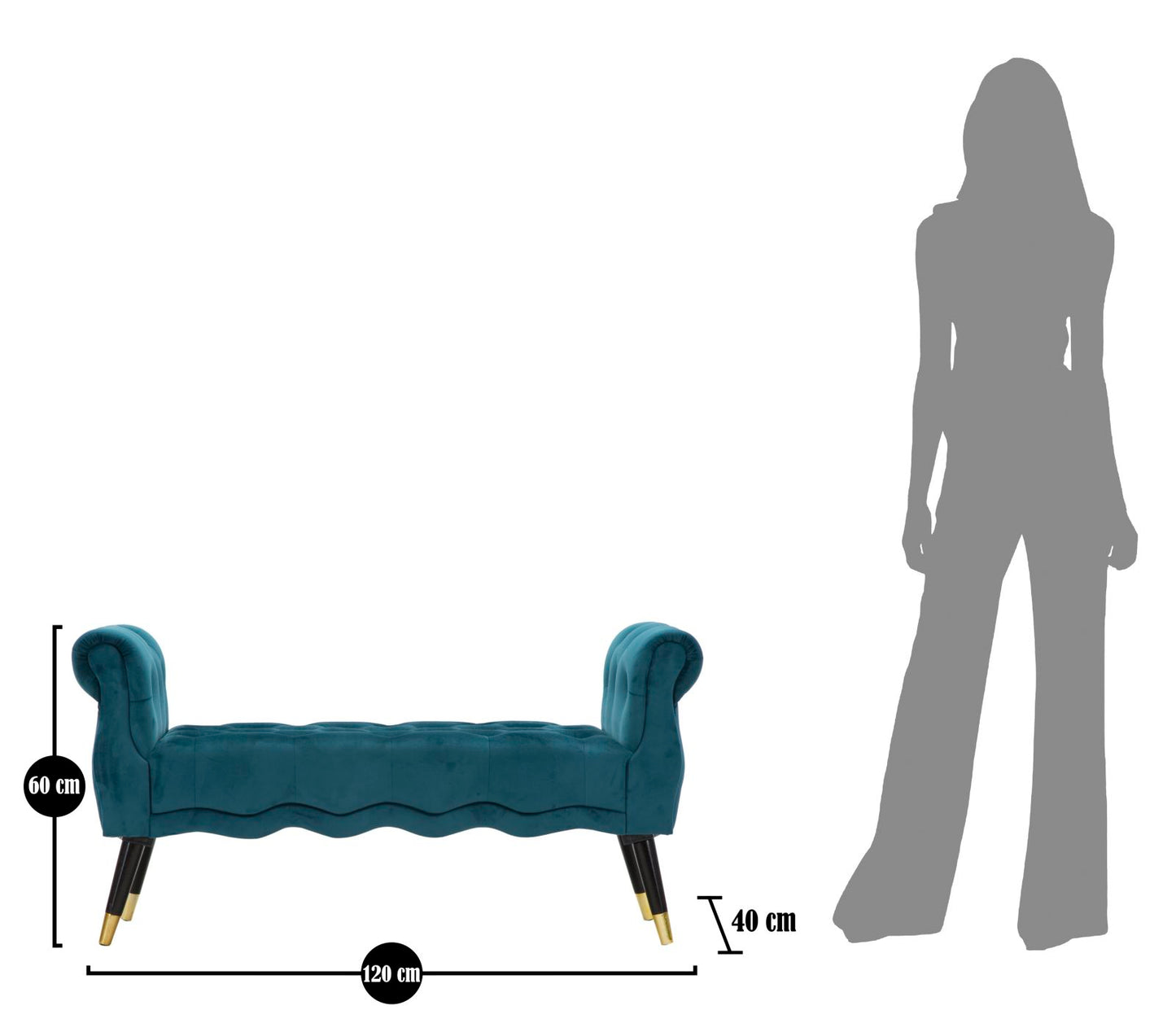 BENCH PARIS TEAL/GOLD CM 120X40X60