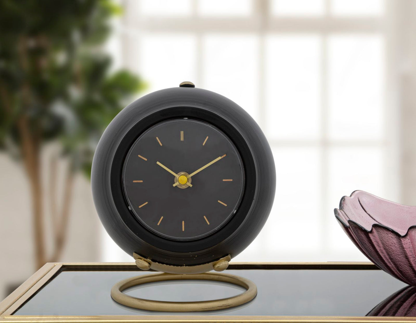 TABLE CLOCK BALL BLACK CM 16X13X19