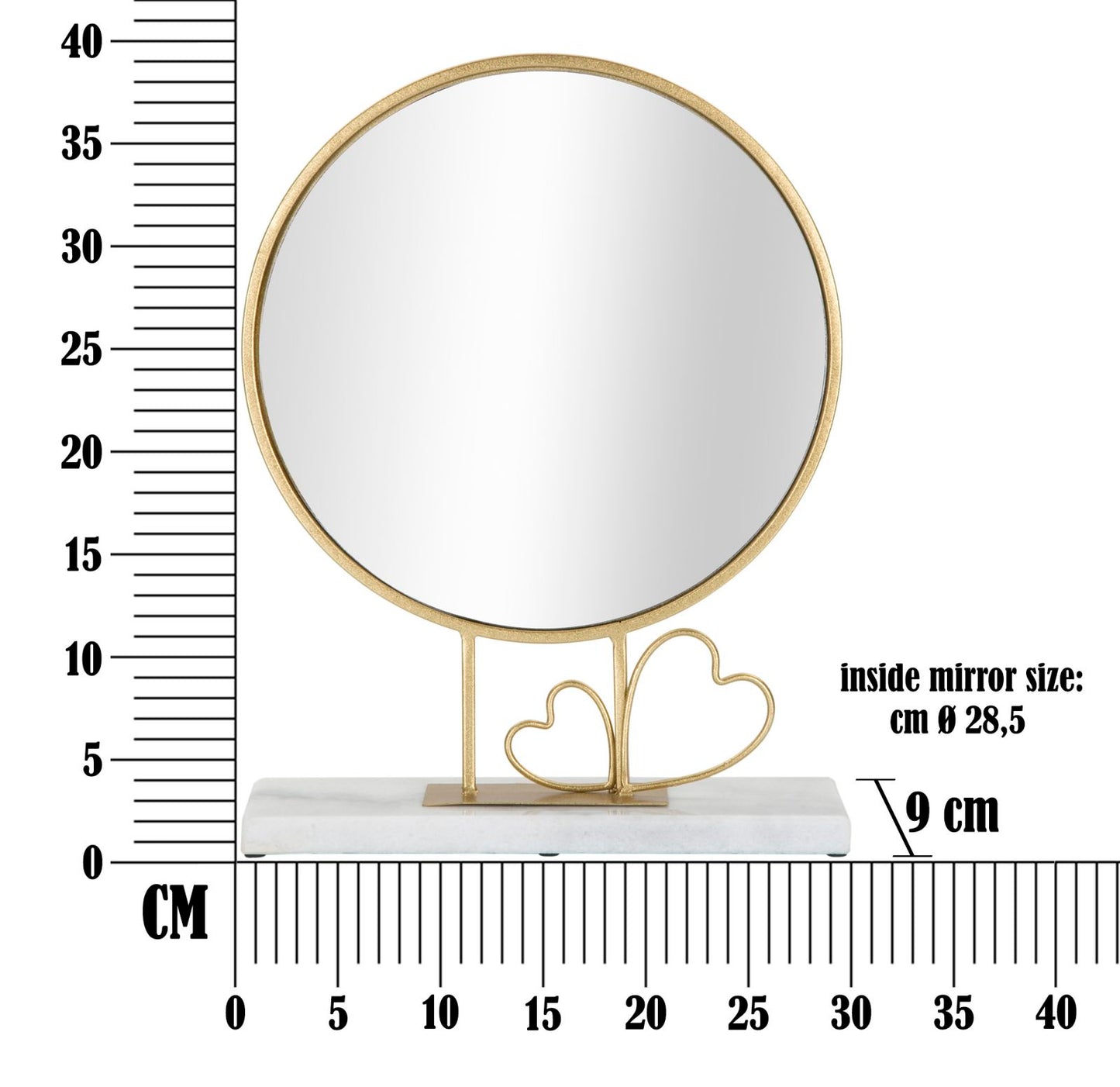 TABLE MIRROR HEART CM 30X9X39,5