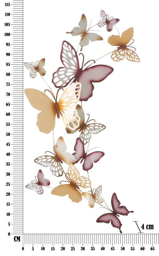 BUTTERFLIES WALL PANEL GOLD/BORDEAUX C CM 59,5X4X111,5