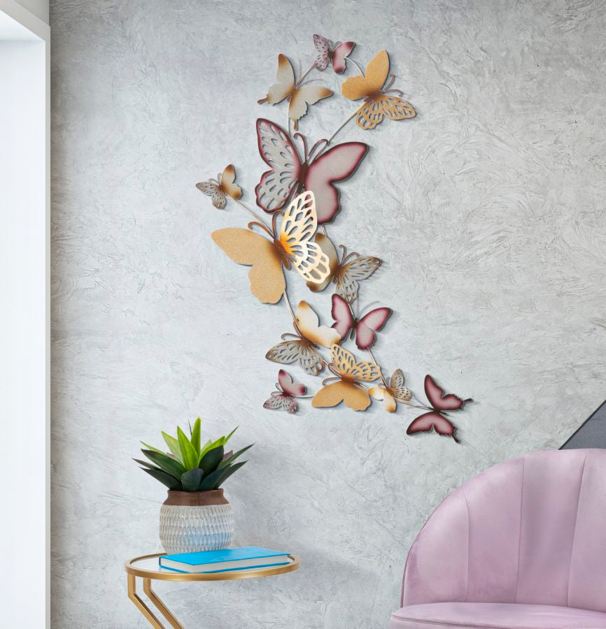 BUTTERFLIES WALL PANEL GOLD/BORDEAUX C CM 59,5X4X111,5