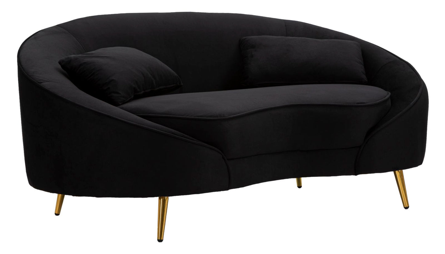 SOFA 2 SEATERS OSLO WITH CUSHIONS BLACK CM 148X84X68