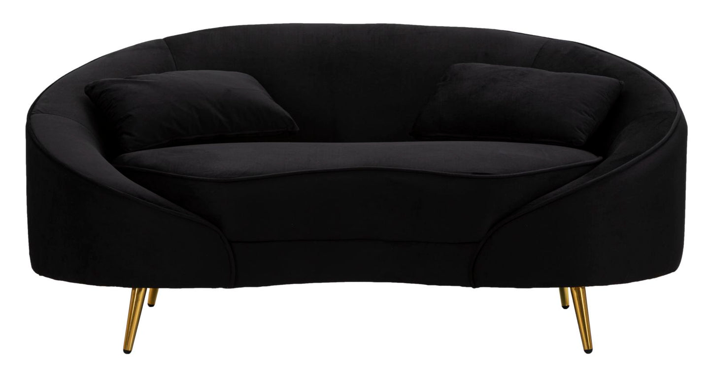 SOFA 2 SEATERS OSLO WITH CUSHIONS BLACK CM 148X84X68