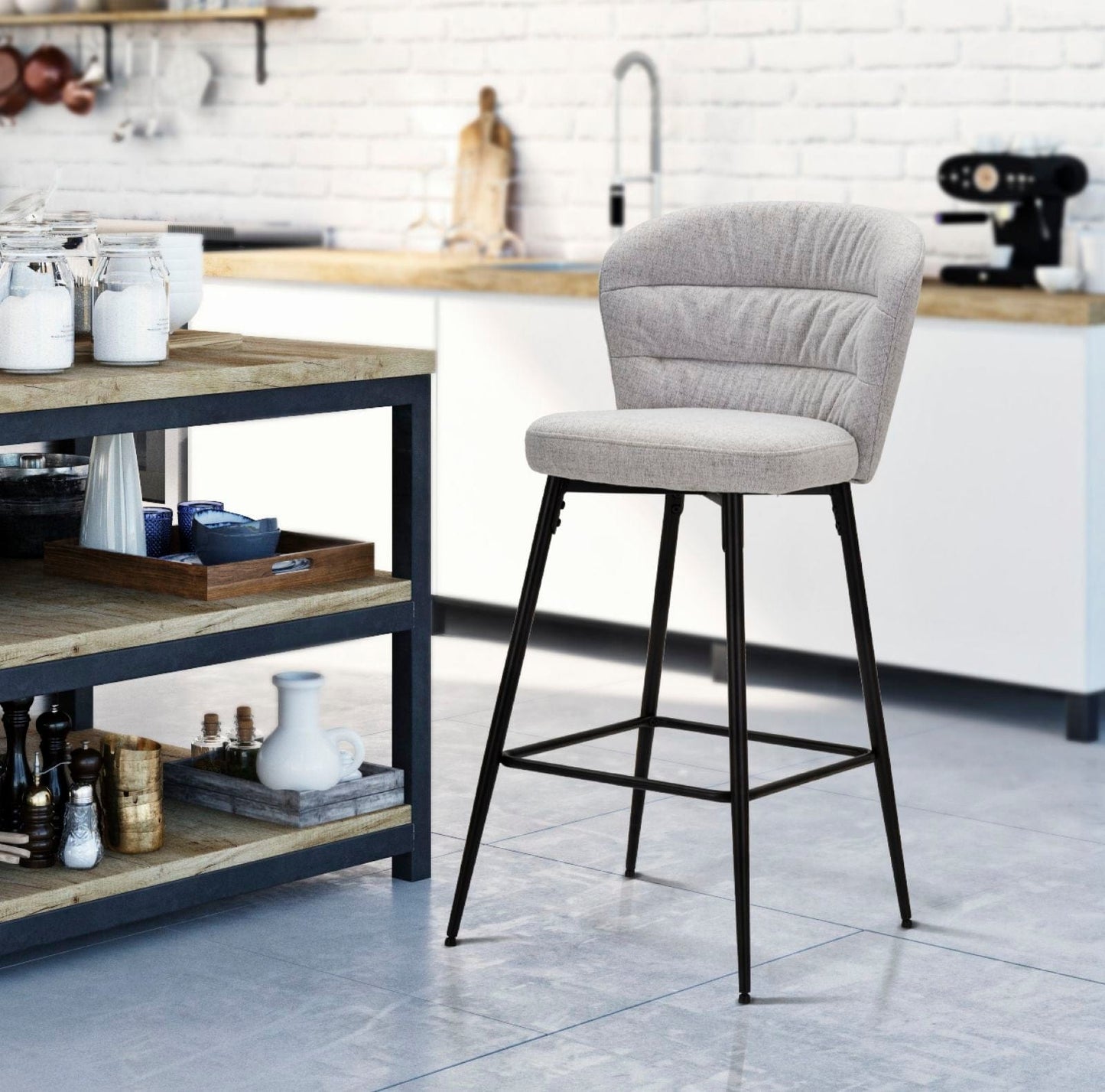 BAR STOOL LOSANNA GREY SET 2 PZ CM 52X59X108