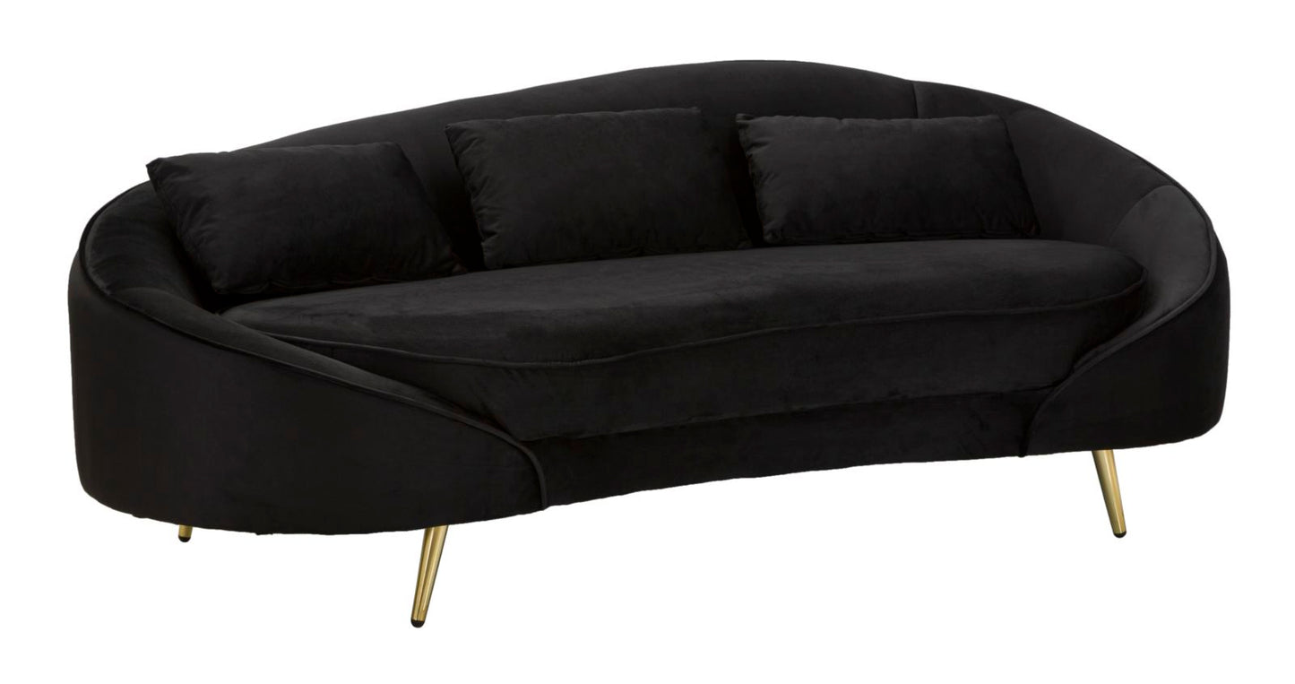 SOFA 3 SEATERS OSLO WITH CUSHIONS BLACK CM 185X84X68