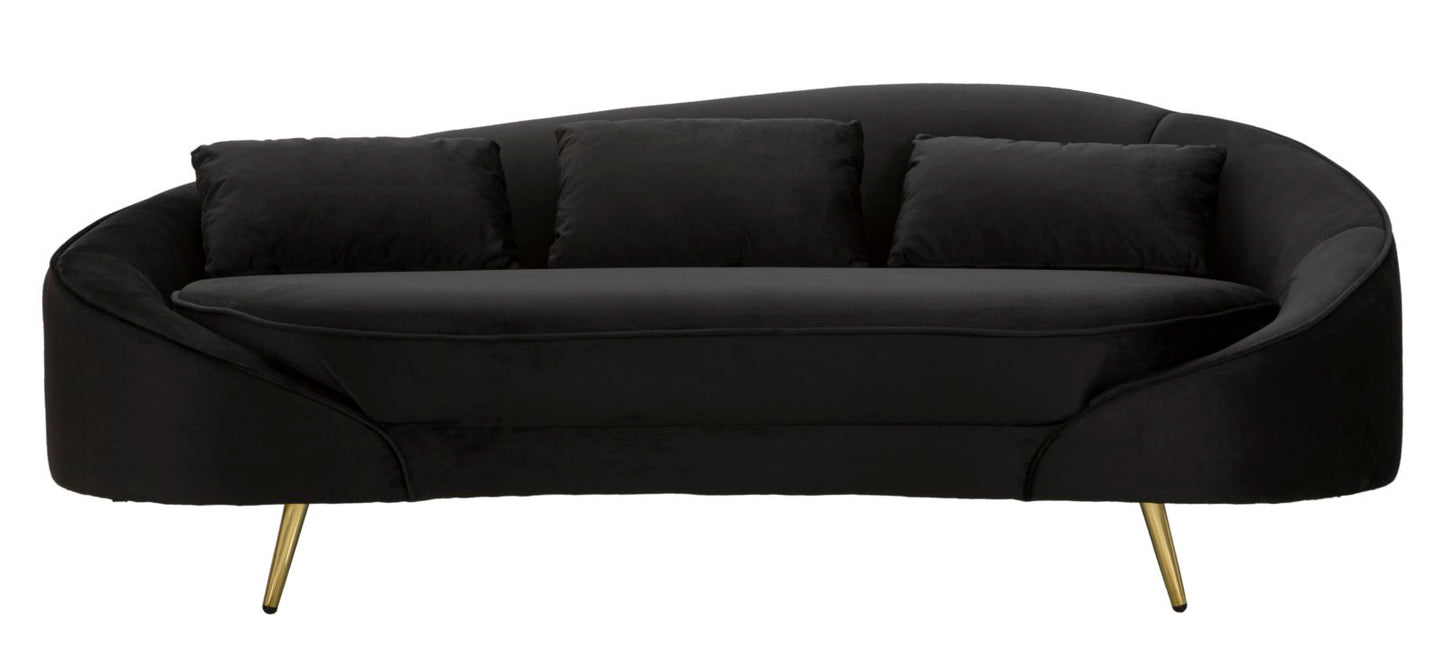 SOFA 3 SEATERS OSLO WITH CUSHIONS BLACK CM 185X84X68