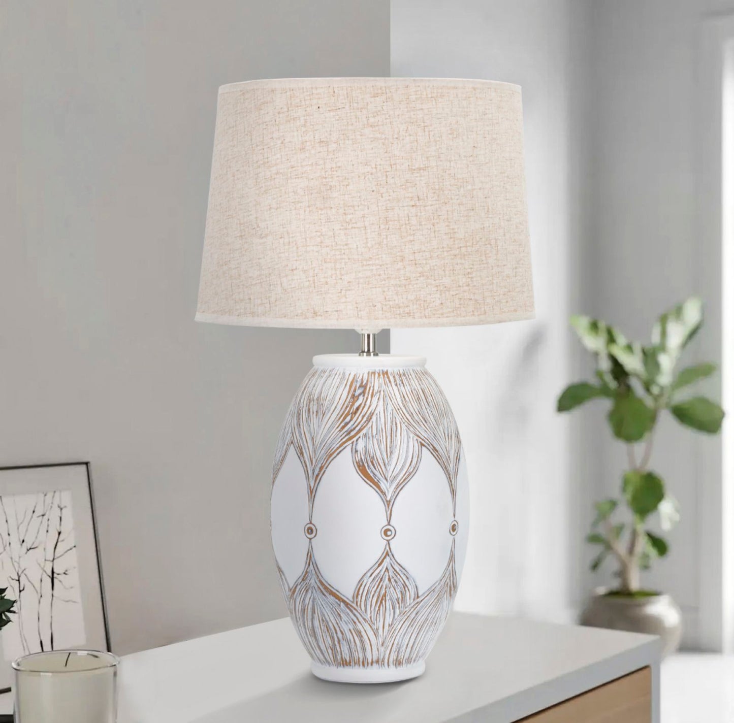 TABLE LAMP POLYRESIN OVAL ATENE CM Ø 38X67