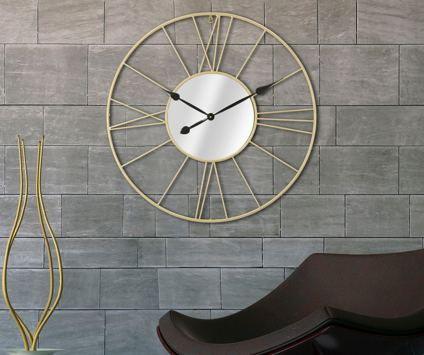 WALL CLOCK WITH MIRROR GLAM STICK CM Ø 80X6