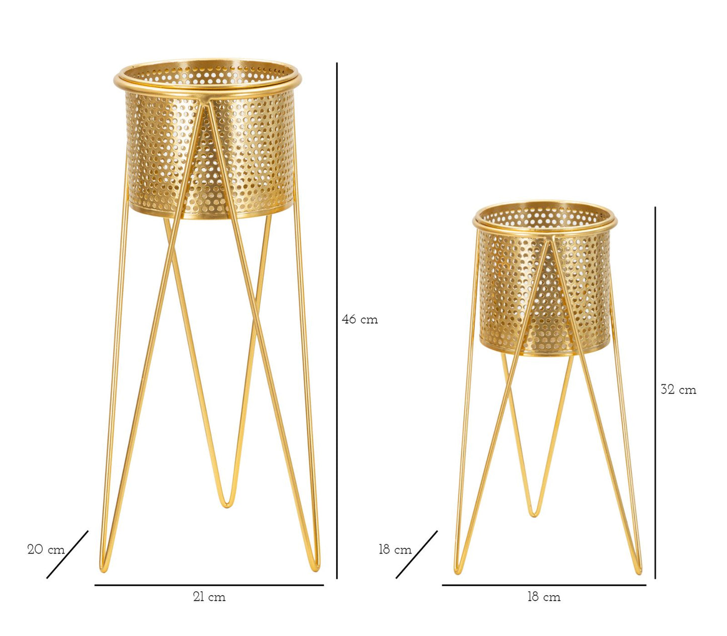 VASE HOLDER GLAT SET 2 PCS CM 21X20X46-18X18X32