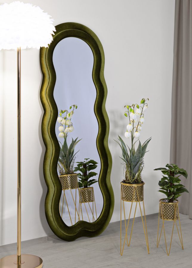 WALL MIRROR MIKI GREEN VELVET CM 60X4X160