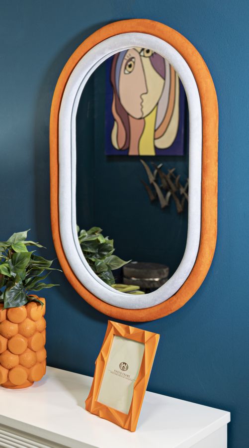 WALL MIRROR ANTONY ORANGE/MIX VELVET CM 60X4X90