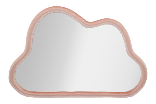 WALL MIRROR CLOUD PINK VELVET CM 90X4X60