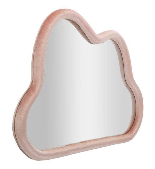 WALL MIRROR CLOUD PINK VELVET CM 90X4X60