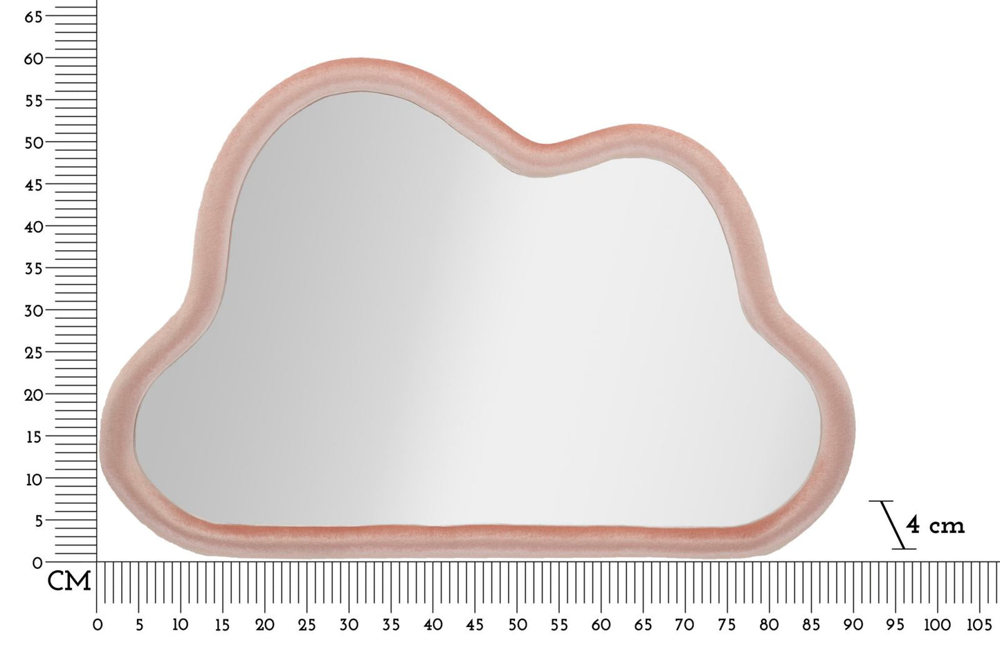 WALL MIRROR CLOUD PINK VELVET CM 90X4X60