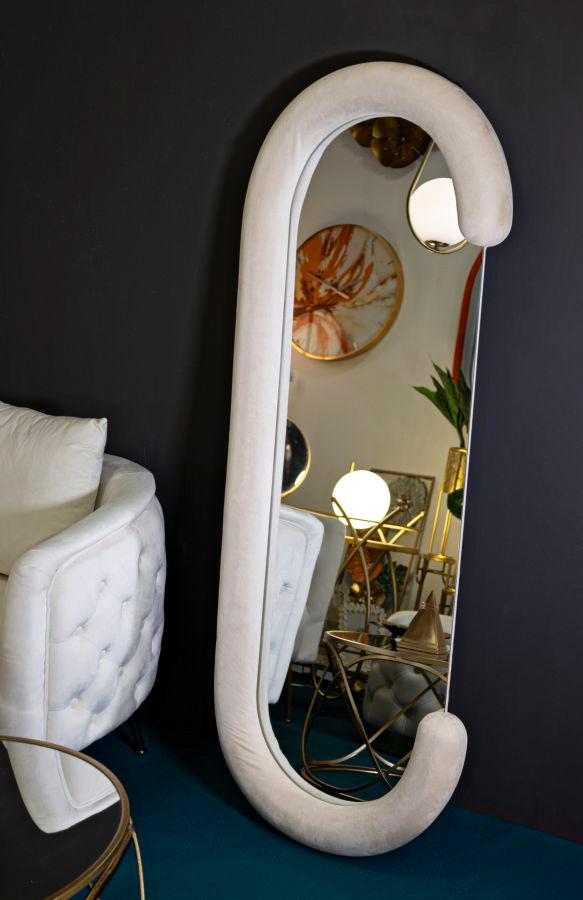 WALL MIRROR CHANTAL CREAM VELVET CM 60X7X160