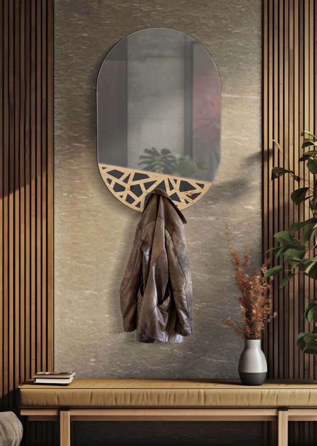 WALL MIRROR C/APP-ABITI CARV CM 60X5,3X90