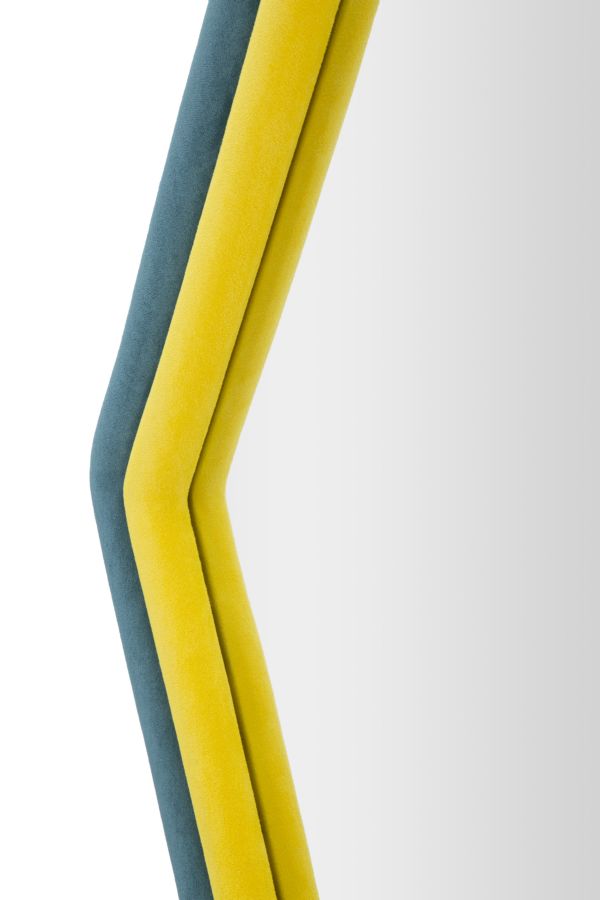 WALL MIRROR TONY BLUE/YELLOW VELVET CM 75X4X80