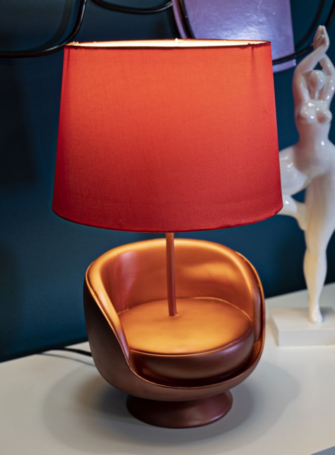 TABLE LAMP MIDCENTURY RED CM Ø 26X43