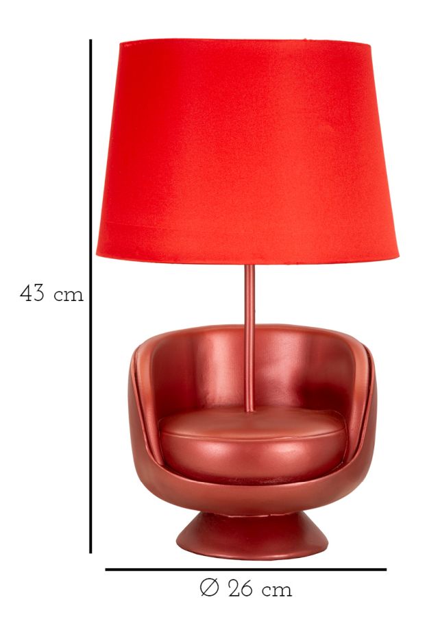 TABLE LAMP MIDCENTURY RED CM Ø 26X43