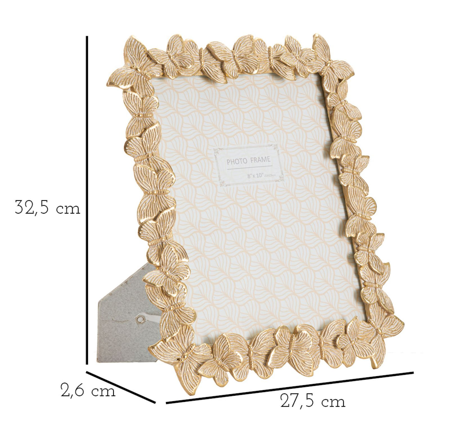 PHOTOFRAME FARFALLE GLOD CM 27,5X2,6X32,5 (INSIDE PHOTO SIZE CM 20X25)