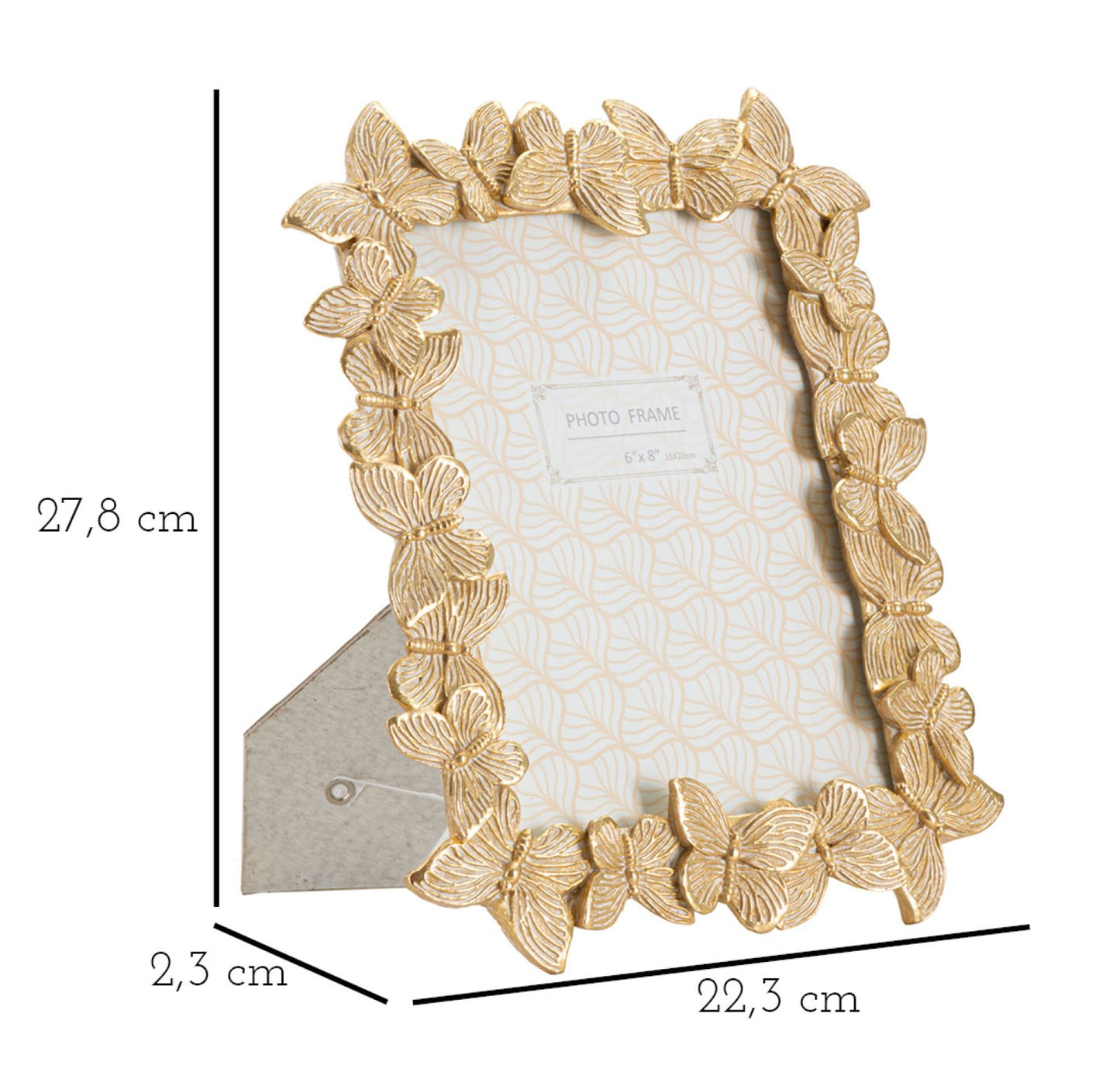 PHOTOFRAME FARFALLE GLOD CM 22,3X2,3X27,8 (INSIDE PHOTO SIZE CM 15X20)