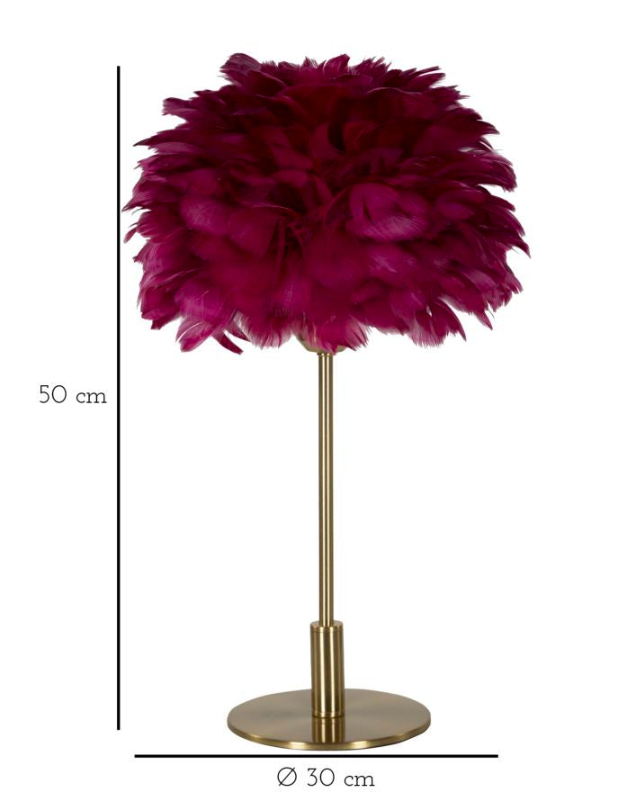 TABLE LAMPBALL FEATHER BORDEAUX CM Ø 30X50