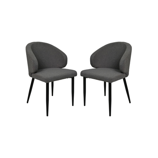 Chaise de repas Yuna-Gris-Teddy/métal-Lot de 2