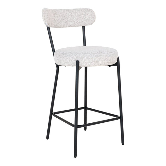 Badalona Counter Chair - Barkruk, wit bouclé met zwarte poten, HN1270