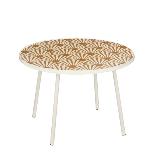 Table d'appoint Odile pour Outside-H38 x &Oslash; 58 cm-Métal-Marron, Blanc