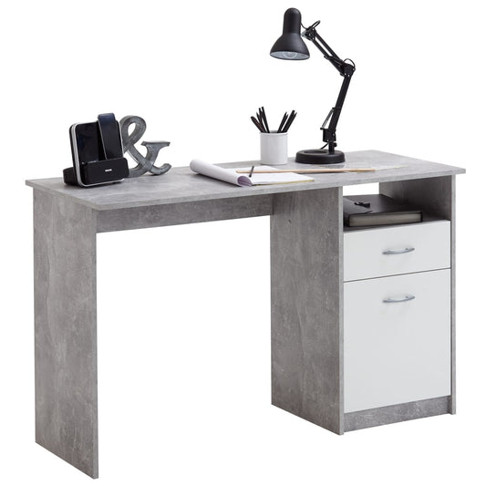 FMD Bureau met 1 lade 123x50x76,5 cm betonkleurig en wit