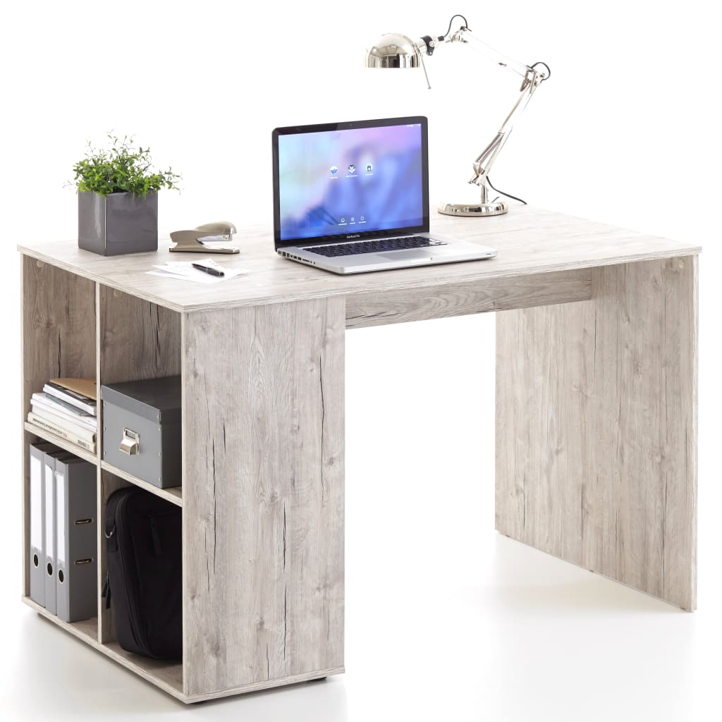 FMD Bureau met zijschappen 117x73x75 cm zandeikenkleurig