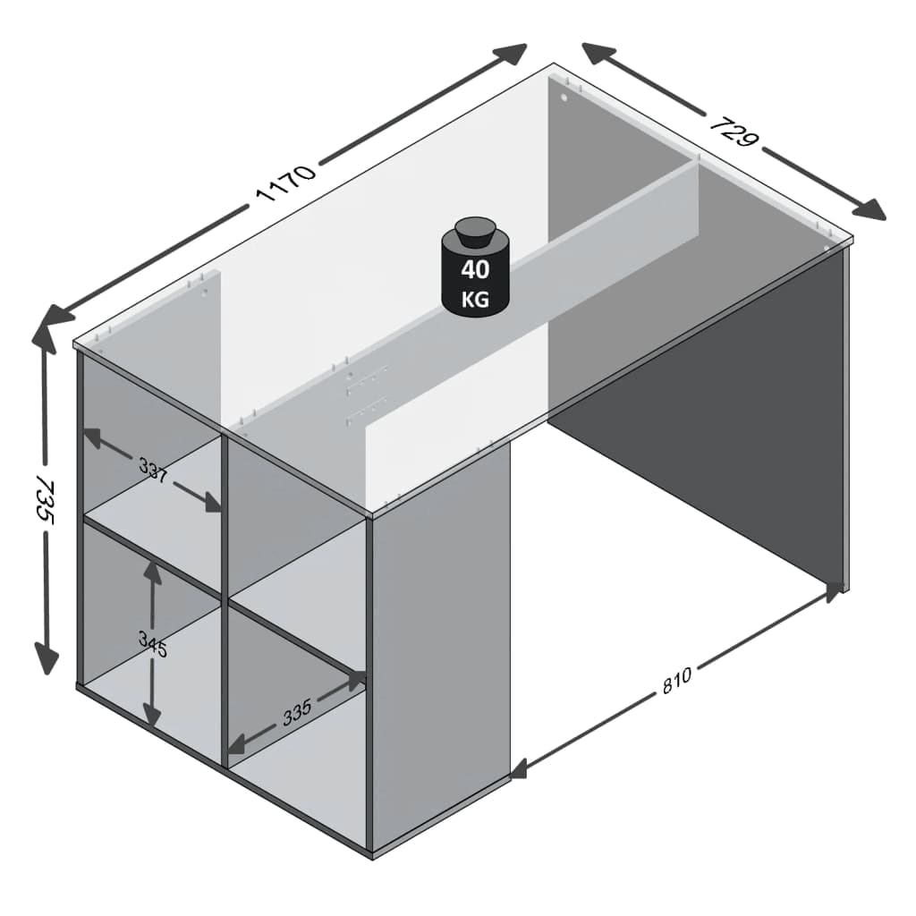 FMD Bureau met zijschappen 117x73x75 cm zandeikenkleurig