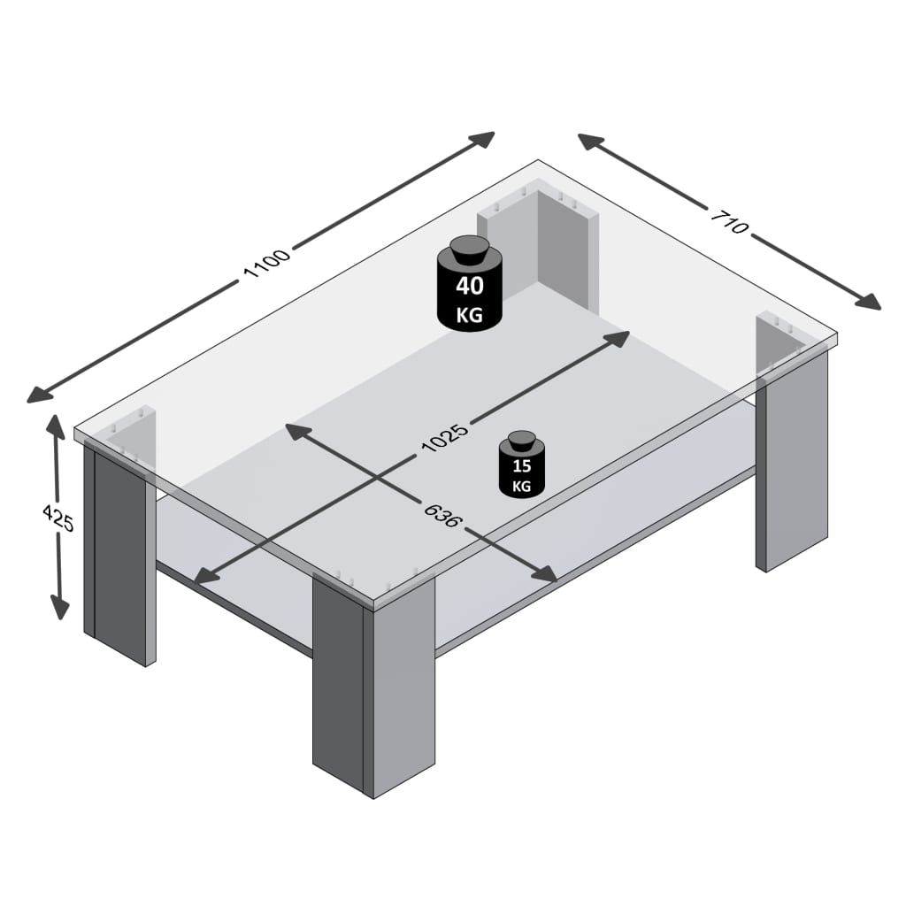 FMD Salontafel met schap eikenkleurig