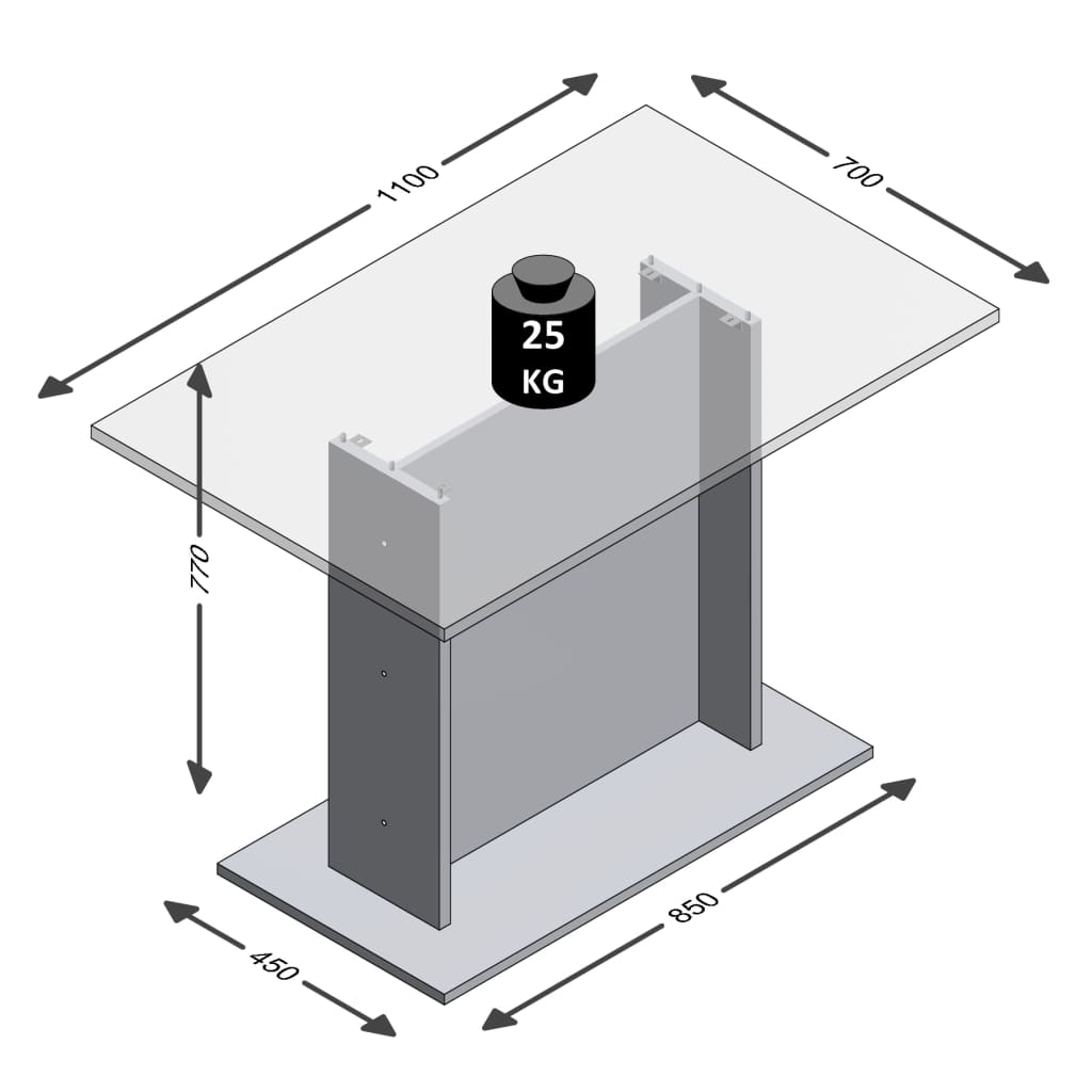 FMD Eettafel 110 cm betongrijs