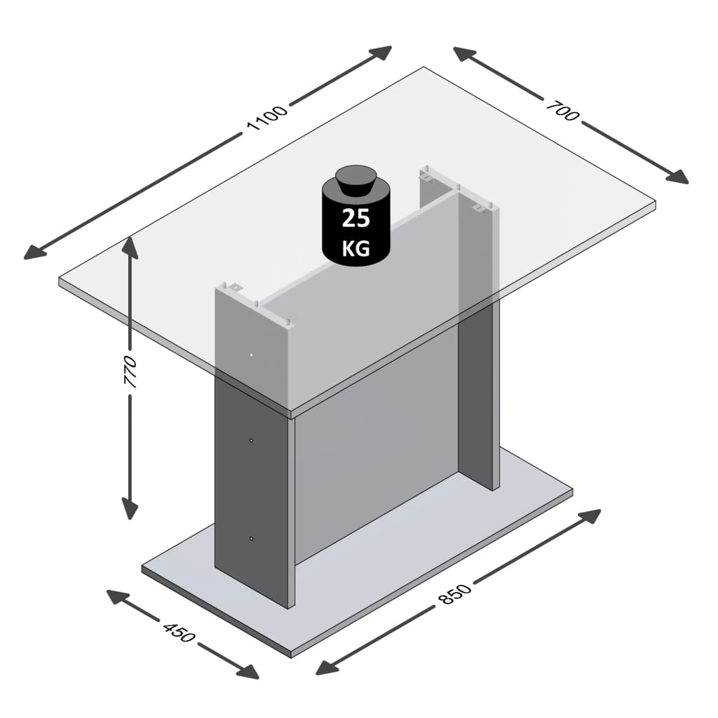 FMD Eettafel 110 cm eikenkleurig