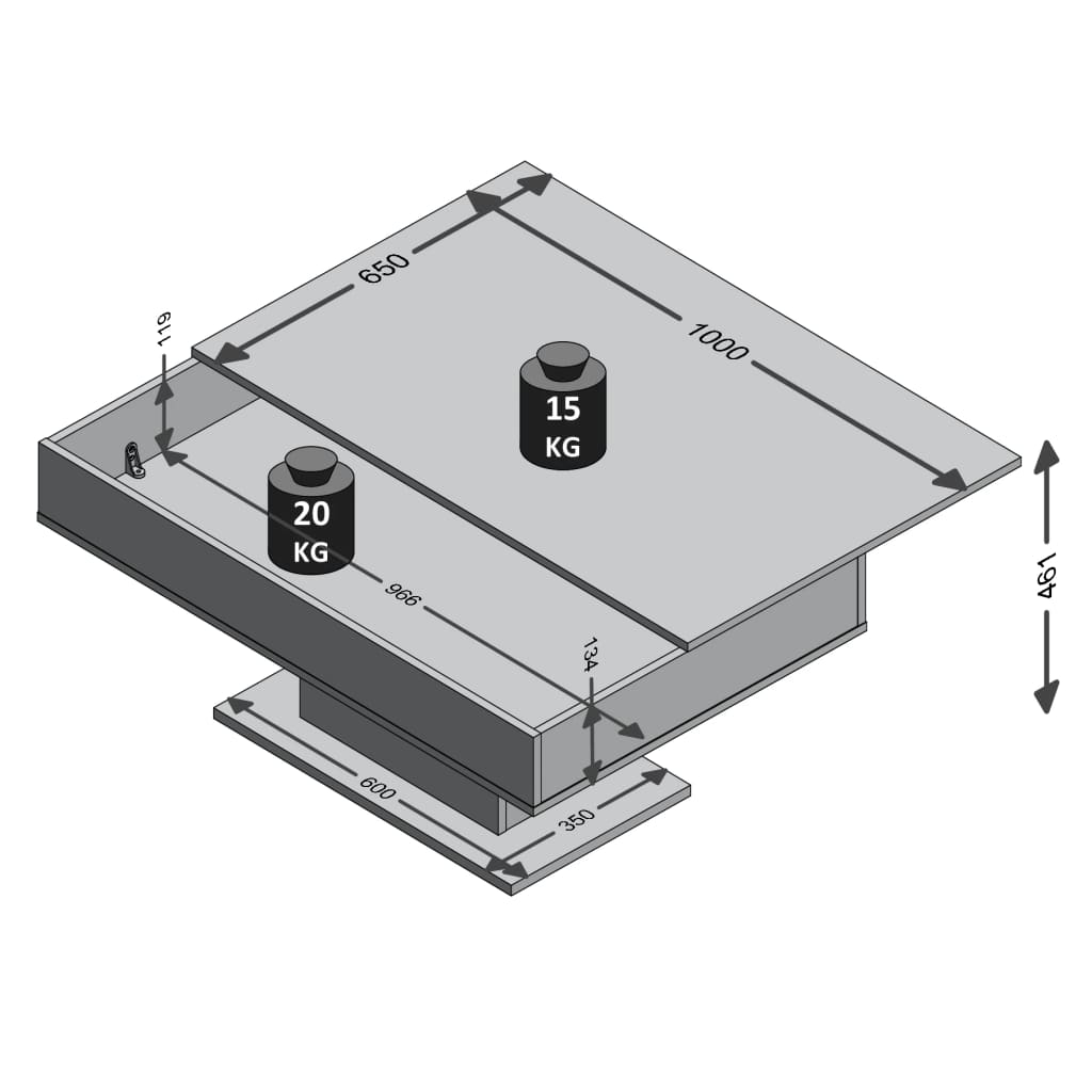 FMD Salontafel betongrijs en wit