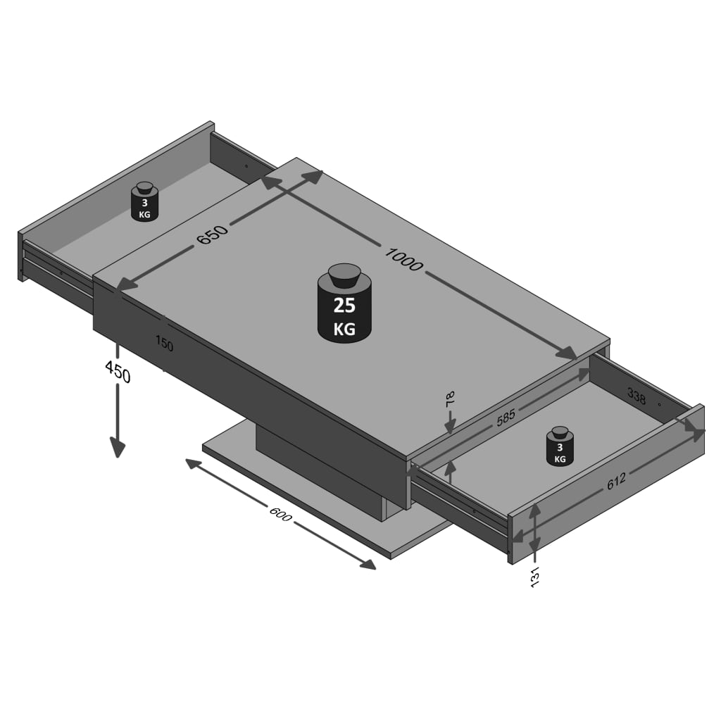 FMD Salontafel antiek-eikenkleurig en wit