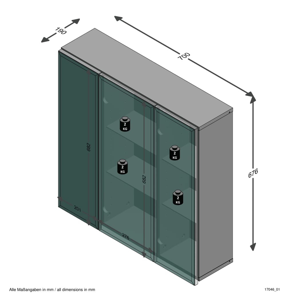 FMD Badkamerkast met spiegel 70x19x67,6 cm wit