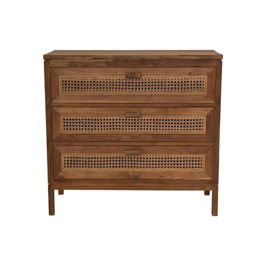 Commode met 3 lades - 90x42x85- Naturel - Teak/rotan