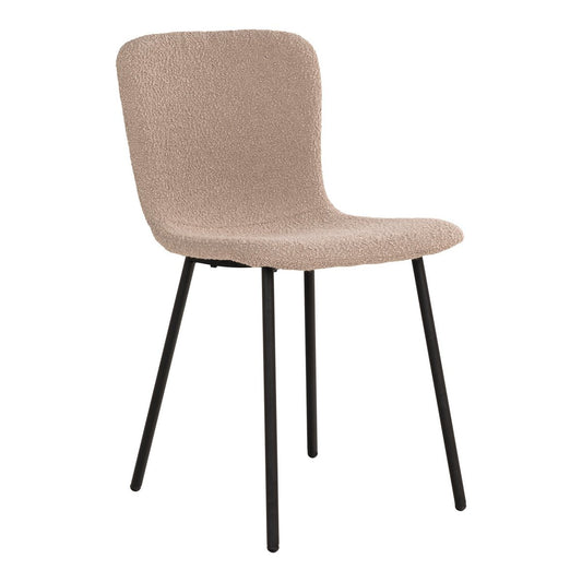 Halden Dining Chair-Chaise boucle, beige pieds noirs, HN1233 - set de 2