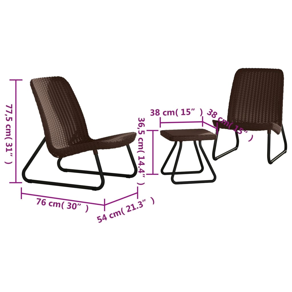 Keter Loungeset Rio cappuccino 3-delig 218157