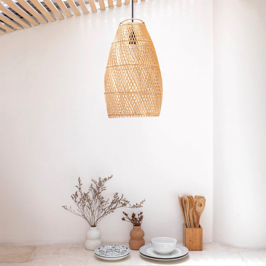 Rotan plafondlamp Boho lampenkap TABUNG